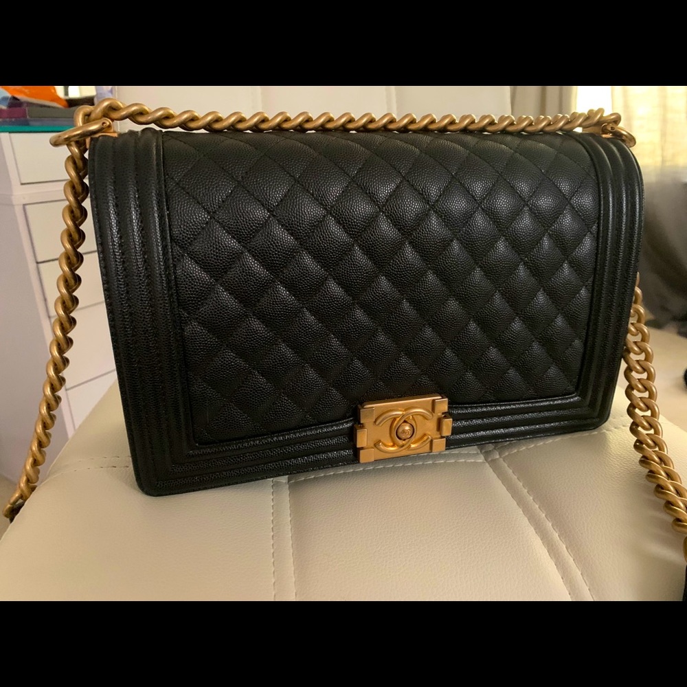 NOT FOR SALE Chanel Boy NewMed W/ BLK Cav Gld HW - Not For Sale